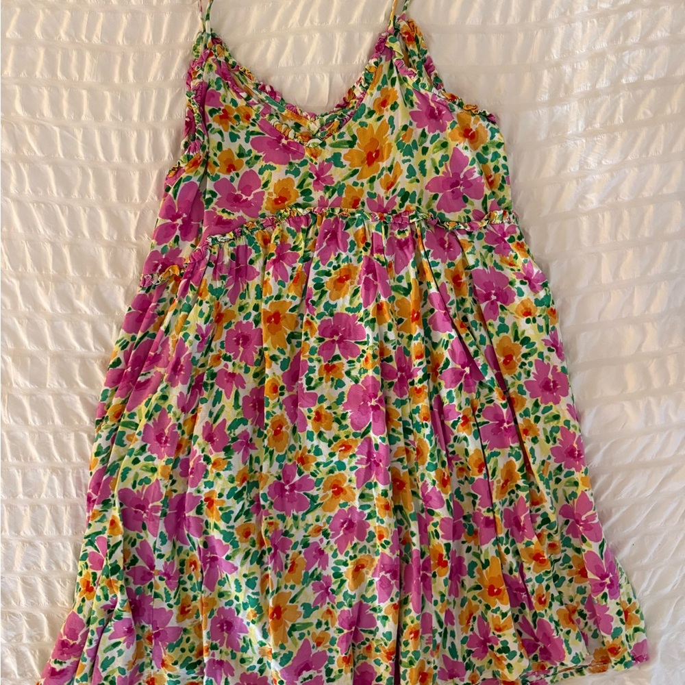 Patrons of Peace Floral Mini Dress - Pink and Yellow - Picture 3 of 4